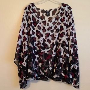 Alfani Woman Sheer Leopard Print Blouse w/Cami